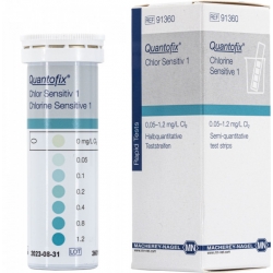 Quantofix Chlorine Sensitive 1 Testovacie prúžky na chlór, nízky rozsah, 50 ks